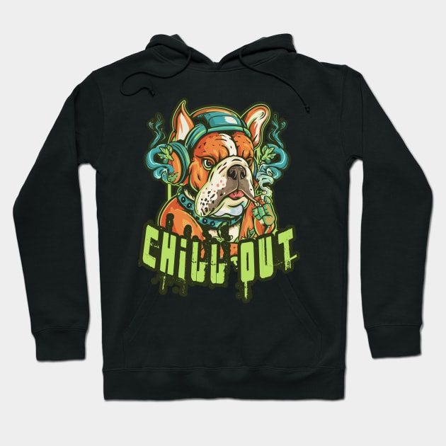 Chill Out: Hip Hop Bulldog Art Piece Hoodie by diegotorres